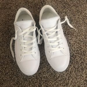All white leather converse.